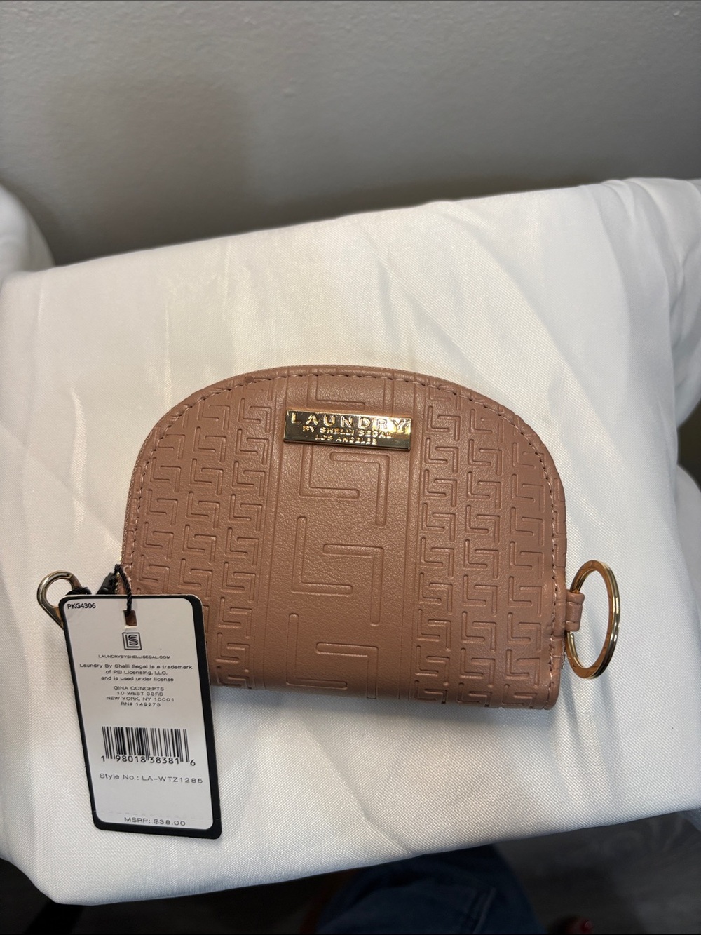 Laundry By Shelli Segal Blush Pink Embossed Key Pouch with Gold Plate